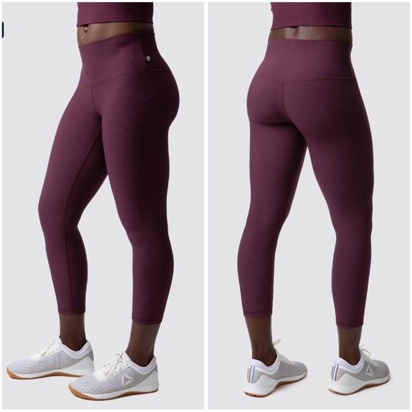 Born Primitive Pants - BP Limitless Legging, Ribbed - Black Cherry